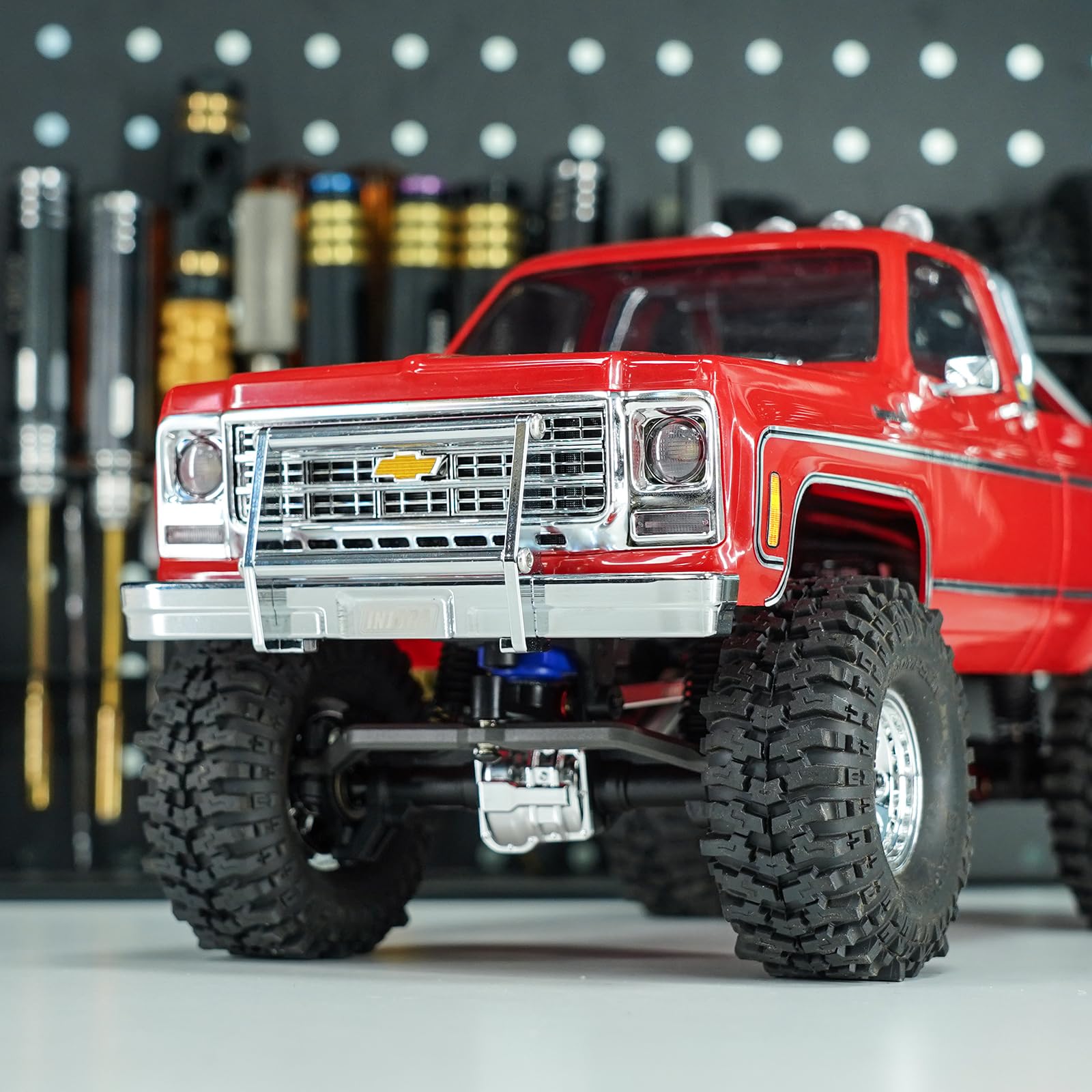 INJORA Pare-Chocs RC - Pare-Chocs Aluminium CNC pour TRX4M High Trail K10 Upgrade 1/18 RC Crawler,Avant Arrière