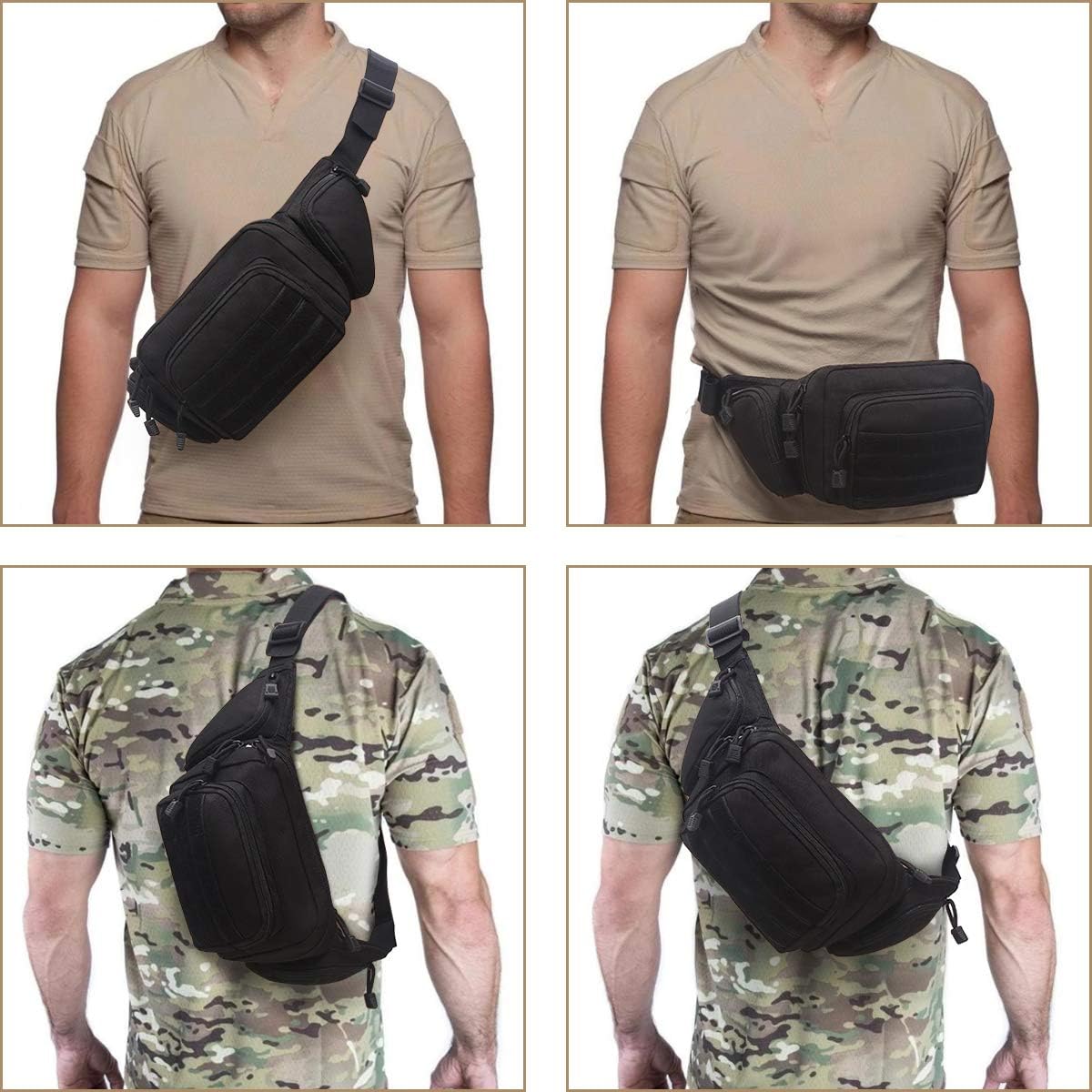 LIVANS Concealed Carry Fanny Pack Holster, Tactical Conceal Carry Pistol Bag Mens Gun Carry Concealment Holster Fits 1911 and G 17,19,20,21 Fits up 55" in Waist Free U.S Flag Patch : Sports & Outdoors