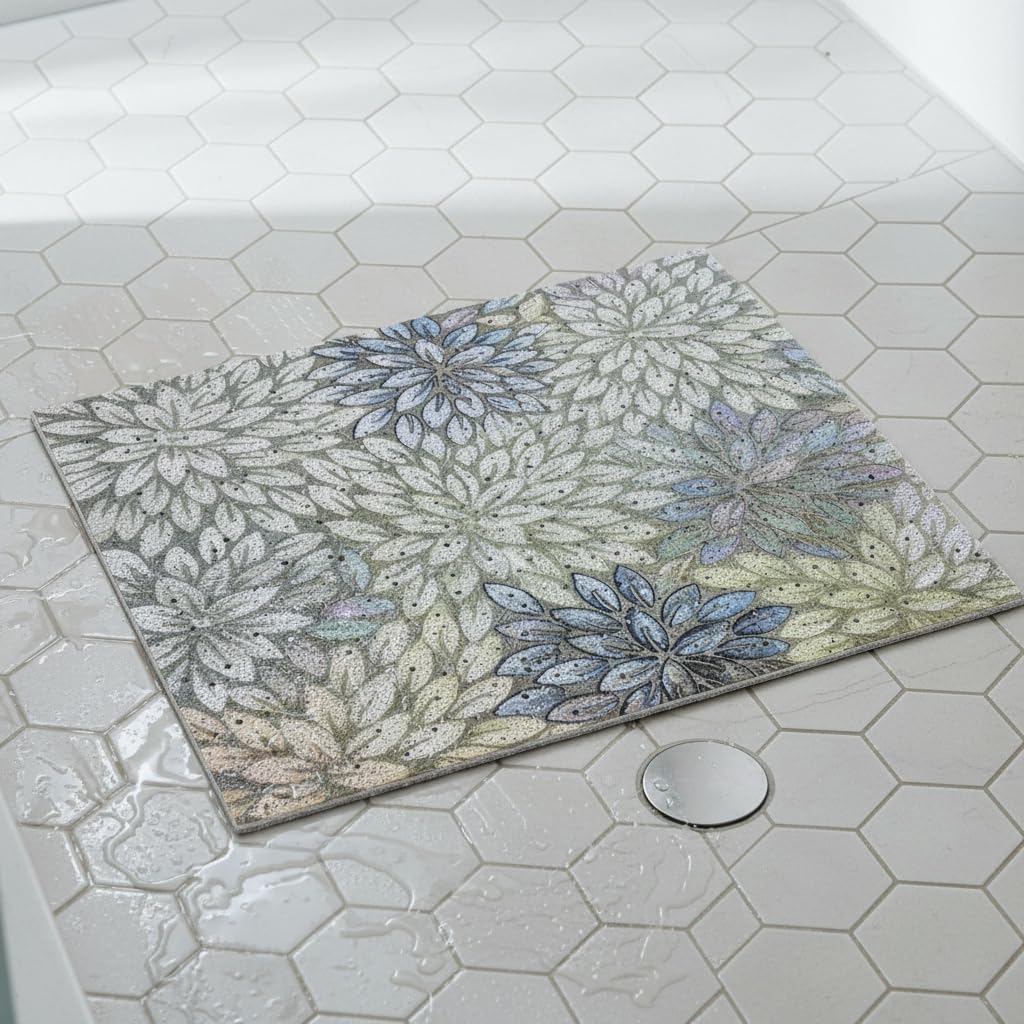 Tappetino da Bagno in PVC Antiscivolo, 80x120cm (Anello cavo) | Pellicola protettiva, Tappetino Floreale, Decorazione interna, Per appassionati di fiori