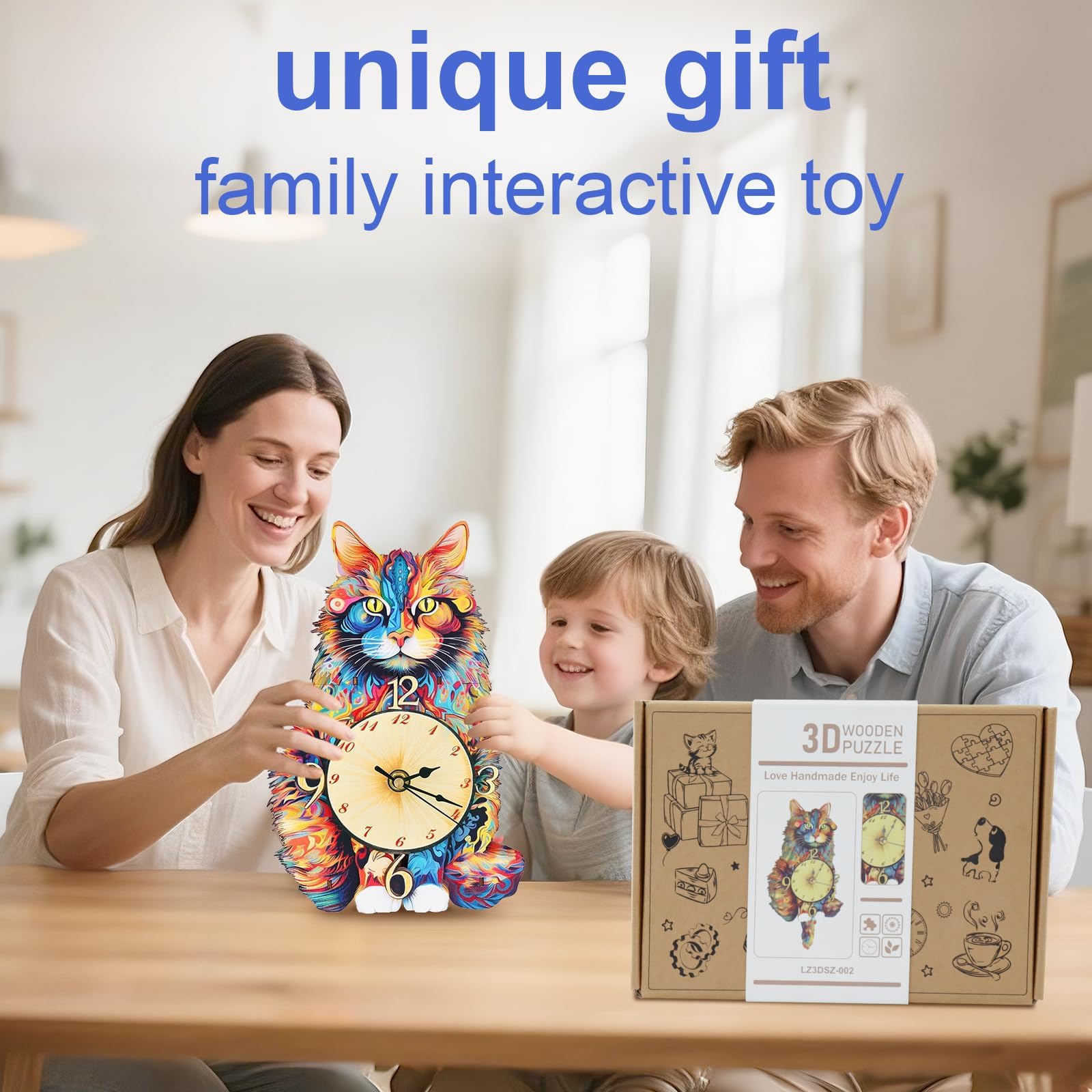 Kosmickiss Puzzle 3D in legno per adulti, kit modello meccanico gatto Maine, puzzle fai da te, regali per gli amanti dei gatti, regali creativi per uomini e donne, artigianato in legno a pendolo
