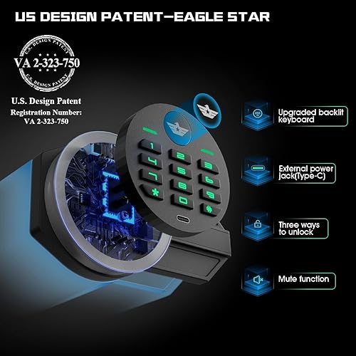 Miniatura 2 de Caja fuerte resistente de 6.0 Cub con sistema de alarma doble, ranura de depósito y teclado retroiluminado, ideal para el hogar, oficina, hotel