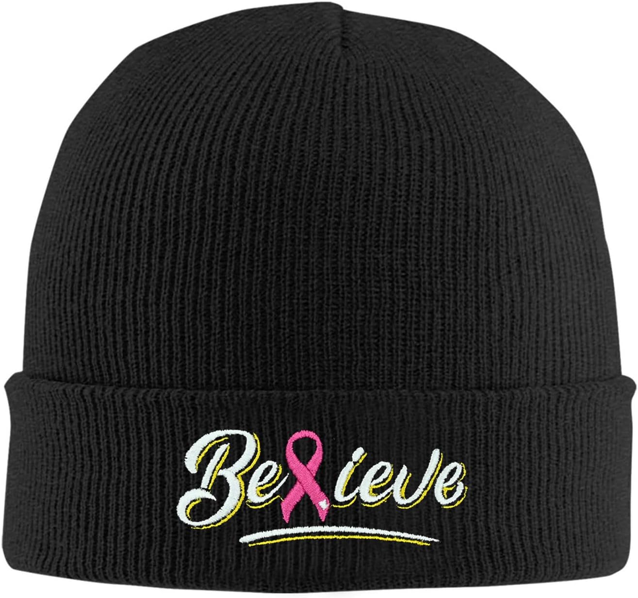 Fish Embroidery Beanie Hat Winter Warm Knit Cuffed Skull Cap for Women Men