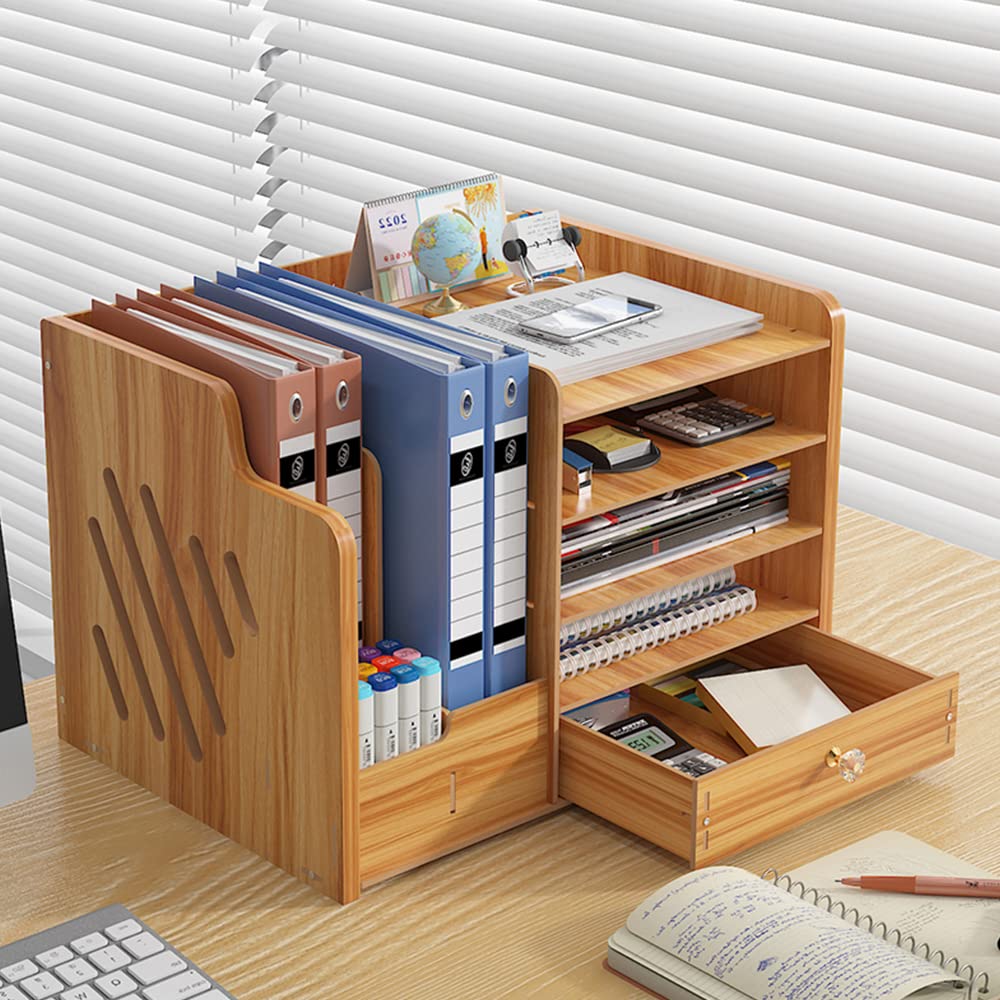 NUODWELL Schreibtisch-Organizer aus Holz, Schreibtisch-Datei-Organizer