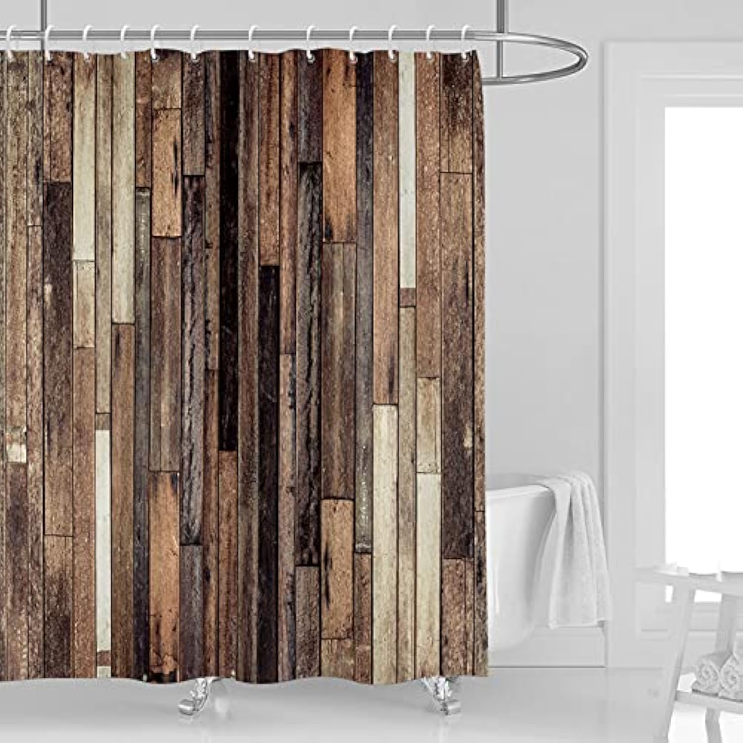 KAIRA Duschvorhang Vintage-Stil – 183 X 183 Cm, Wasserdichtes Polyester, Mit Haken