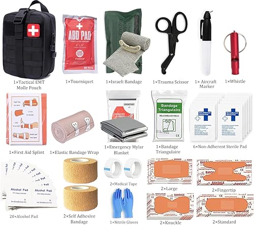 Miniatura 2 de IFAK Kit de trauma, kit de primeros auxilios médicos militares con torniquete, bolsa de supervivencia de emergencia para suministros de equipo de