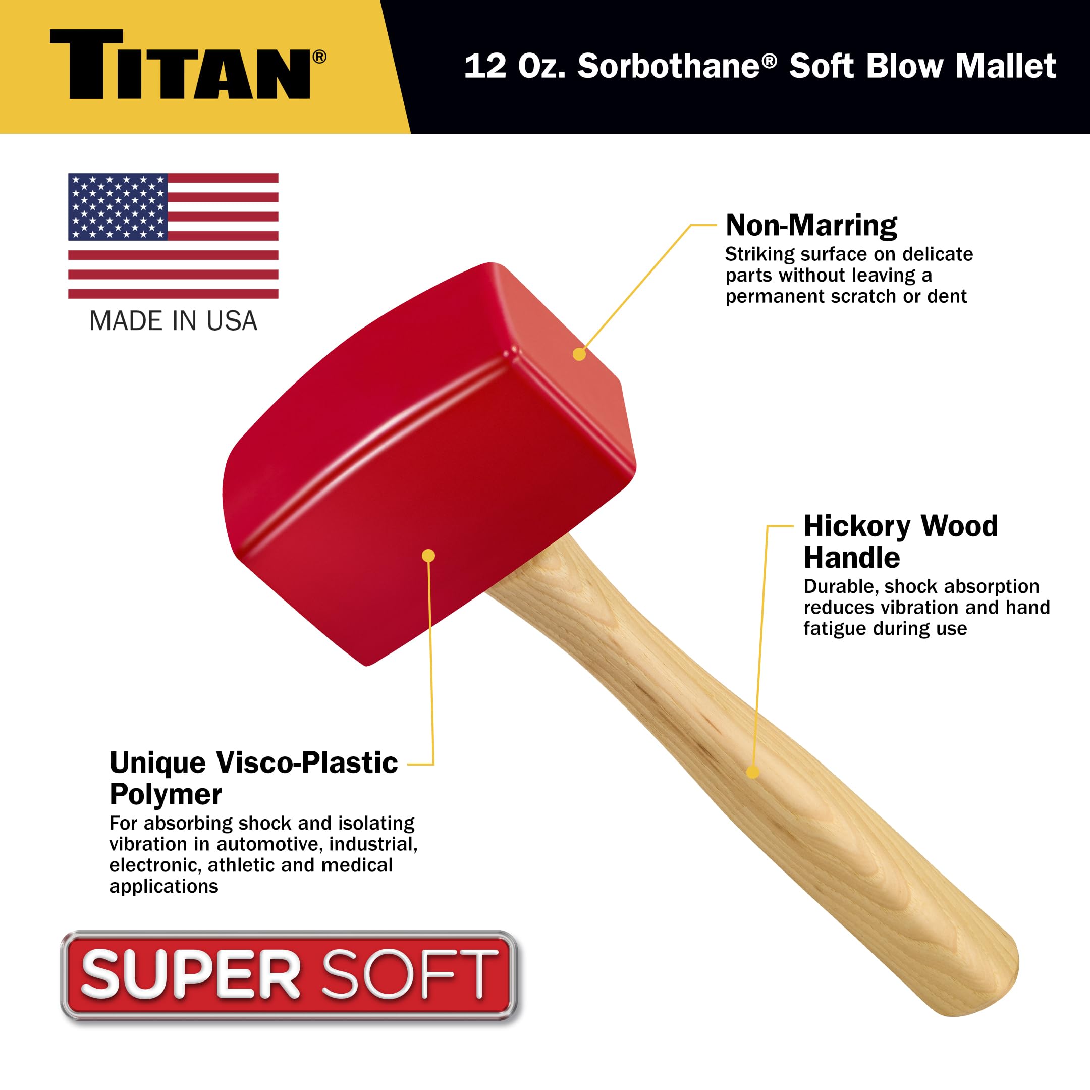 Titan 63110 Maillet souple 355 ml Fabriqué aux États-Unis