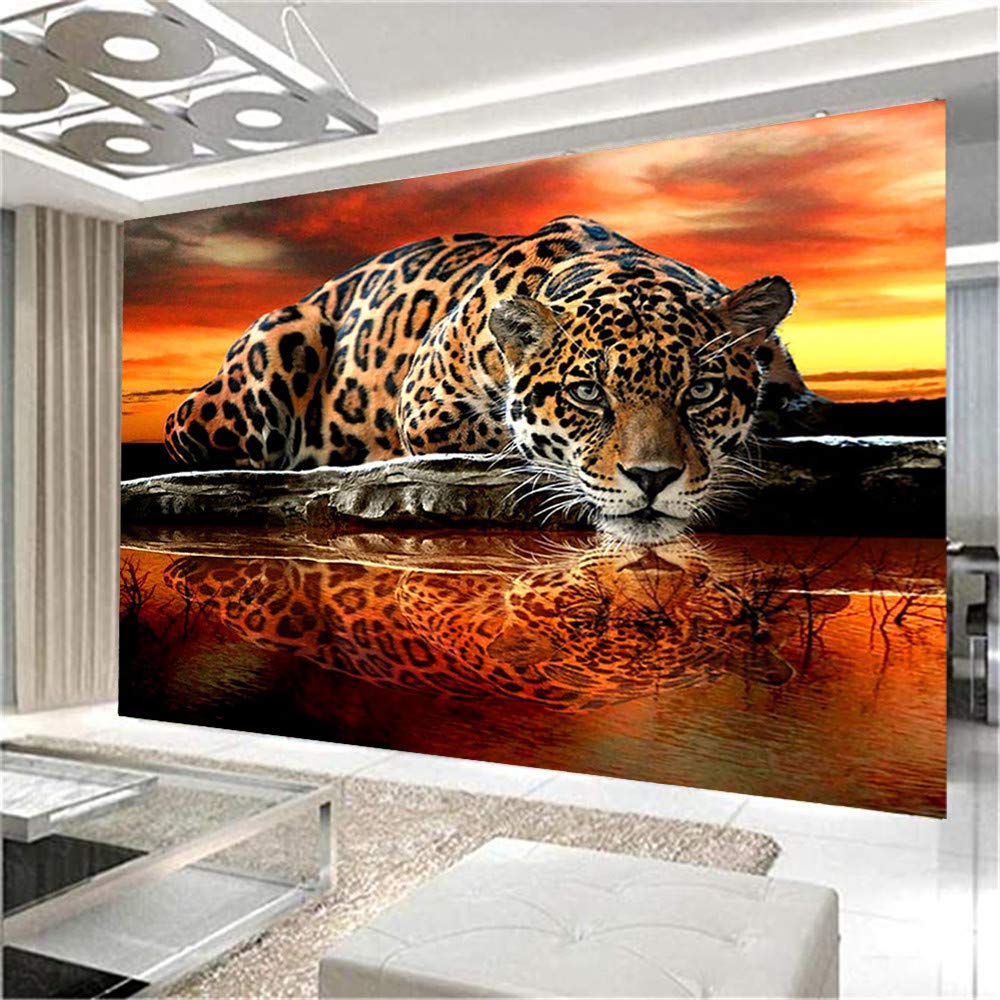 Nicole Knupfer 5D DIY Diamond Painting Kits,Leopard Full Bohrer Handgemachtes Crystal Strass Stickerei Cross Stitch Home Wanddekoration (100x70cm)