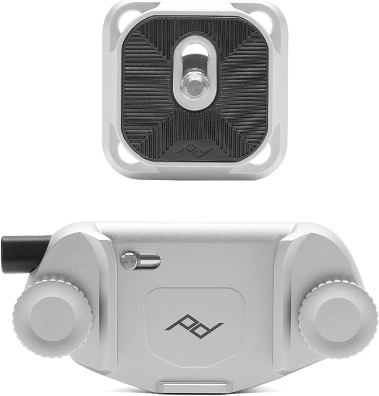 Capture Camera Clip V3, Silver with Plate, Holds DSLR, Compact and Point and Shoot Bodies, Secure, Stable and Accessible, Attaches to Straps and Belts, Quick Release, 200 lb Capacity