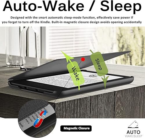 Miniatura 4 de Miimall Funda compatible con Kindle (11 generación, lanzada en 2022), carcasa de piel sintética ultrafina con imán de apagado y encendido