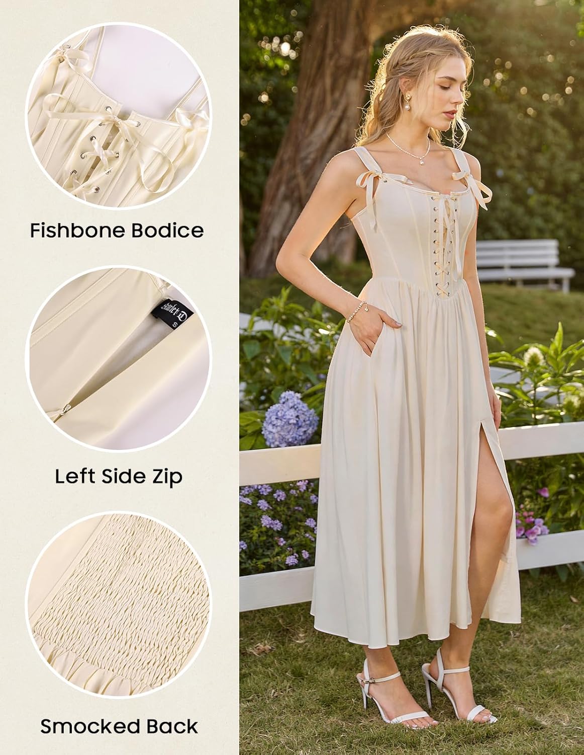 Scarlet Darkness Corset Dress for Women 2026 Renaissance Costume Summer Maxi Cocktail Party Dresses with Pockets