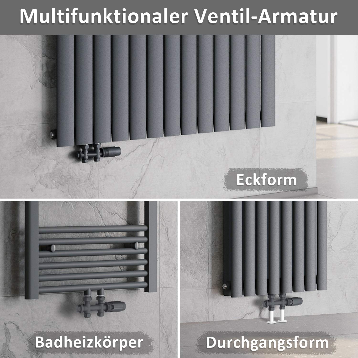 SONNI Multiblock mit Thermotstat Eck- und Durchgangsausführung Anthrazit 50mm
