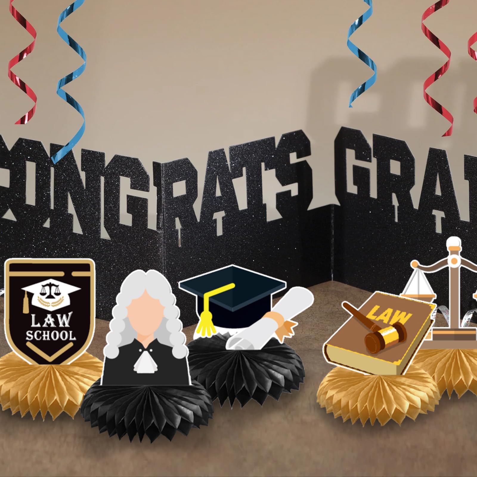 9 decorazioni per feste di laurea in carta a nido d'ape per scuole di giurisprudenza, laureati, laureati, lauree, decorazioni da tavolo per università e giurisprudenza, forniture per feste