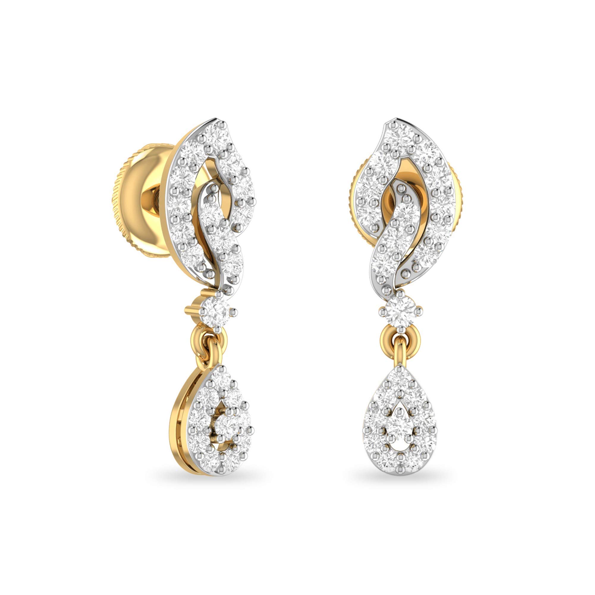 pc jeweller Yellow Gold and Diamond Stud Earrings for Women-picture-8