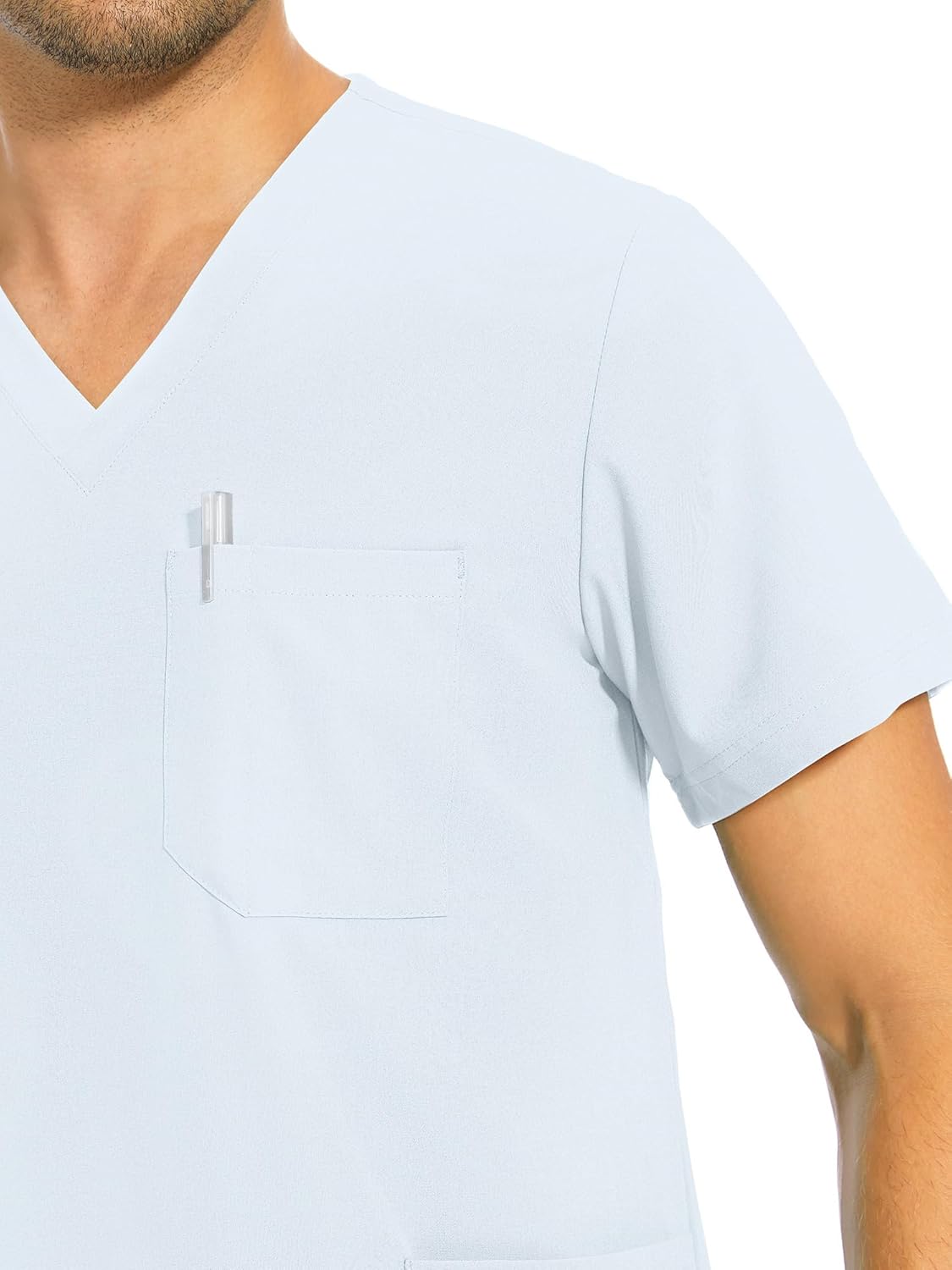 COZYFIT Men Scrubs Set - Stretch V-Neck Scrub Top & Jogger Pant with 8 Pockets, Yoga Waistband, Anti-Wrinkle Scrubs for Men - Image 4