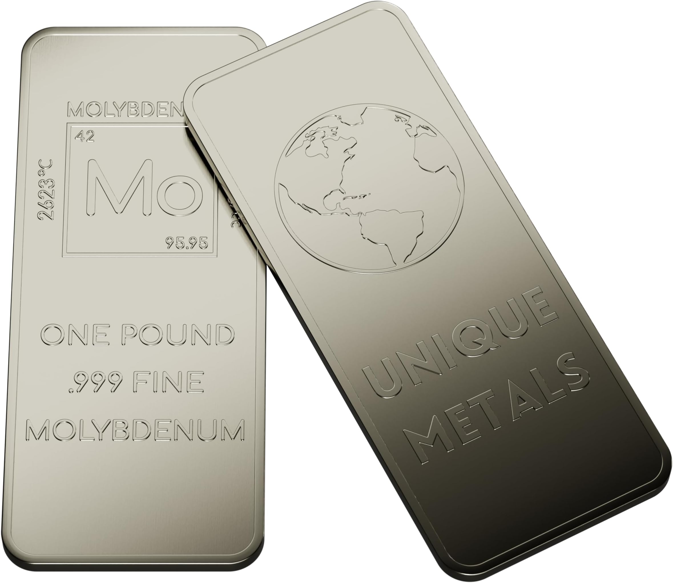 Unique Metals 1 Pound .999 Pure Molybdenum Bar Bullion with Element Design -