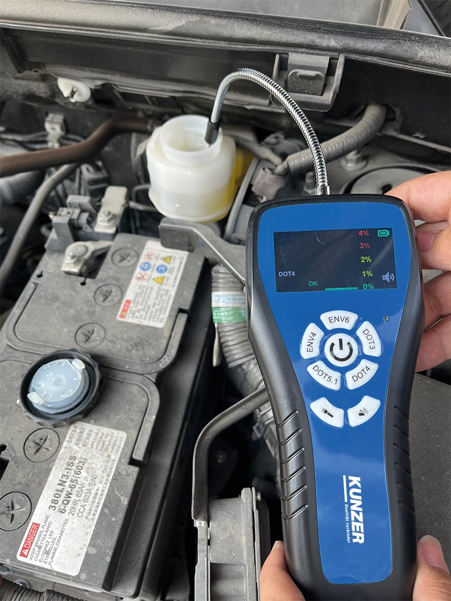 KUNZER 7BFT05 Bremsflüssigkeitstester digital, schnelles Prüfen, Bauweise | biegsamer Sonde, akustischem Alarm, für Öl-Tests, Anzeige, Temperaturbereich