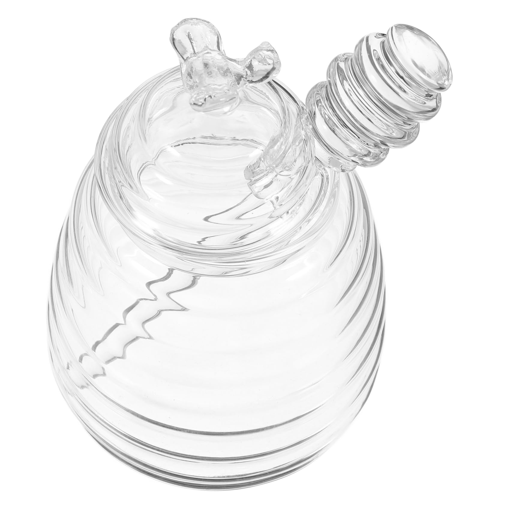 OUNONA 1Set Stick and Glass Set Transparent Honey Holder with Lid Easy to Use Honeycomb Wand for Home Kitchen Storage for Tea and Honey Sweetening
