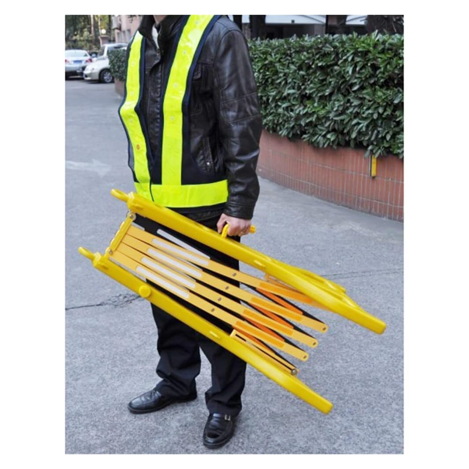 Erweiterbarer Kunststoffzaun, tragbare Verkehrsregelbarriere mit reflektierenden Streifen, verstellbares Tor zur Mengenkontrolle für Straßenarbeiten, Parkplätze und Sicherheit auf der Baustelle