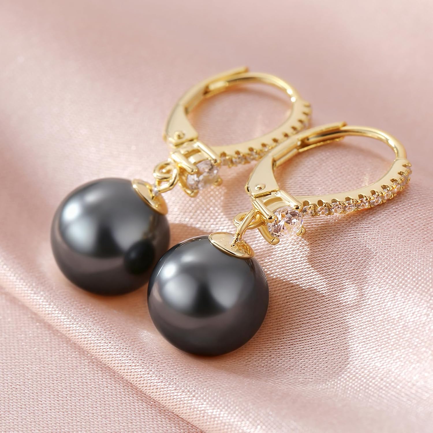 Pearl Dangle Drop Earrings 925 Sterling Silver Cubic Zirconia Pearl Earrings for Women, Pearl Jewelry Gift for Women - Image 4