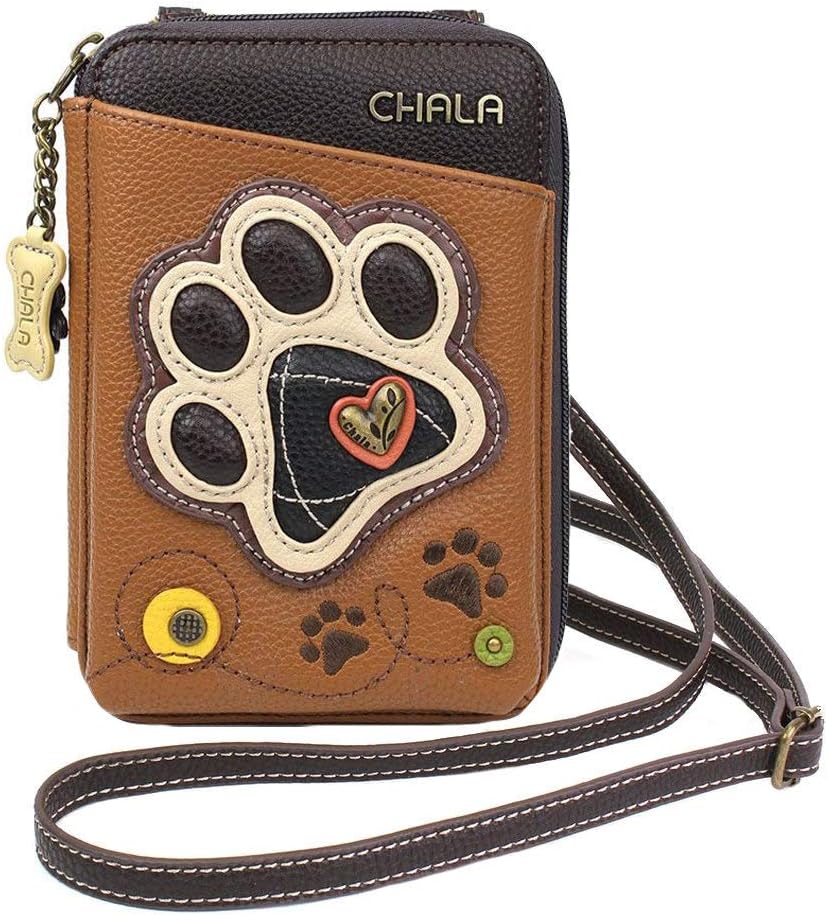 Chala Handbags Paw Print Wallet Crossbody Handbag - Convertable Strap, Dog Mom, Dog Lover