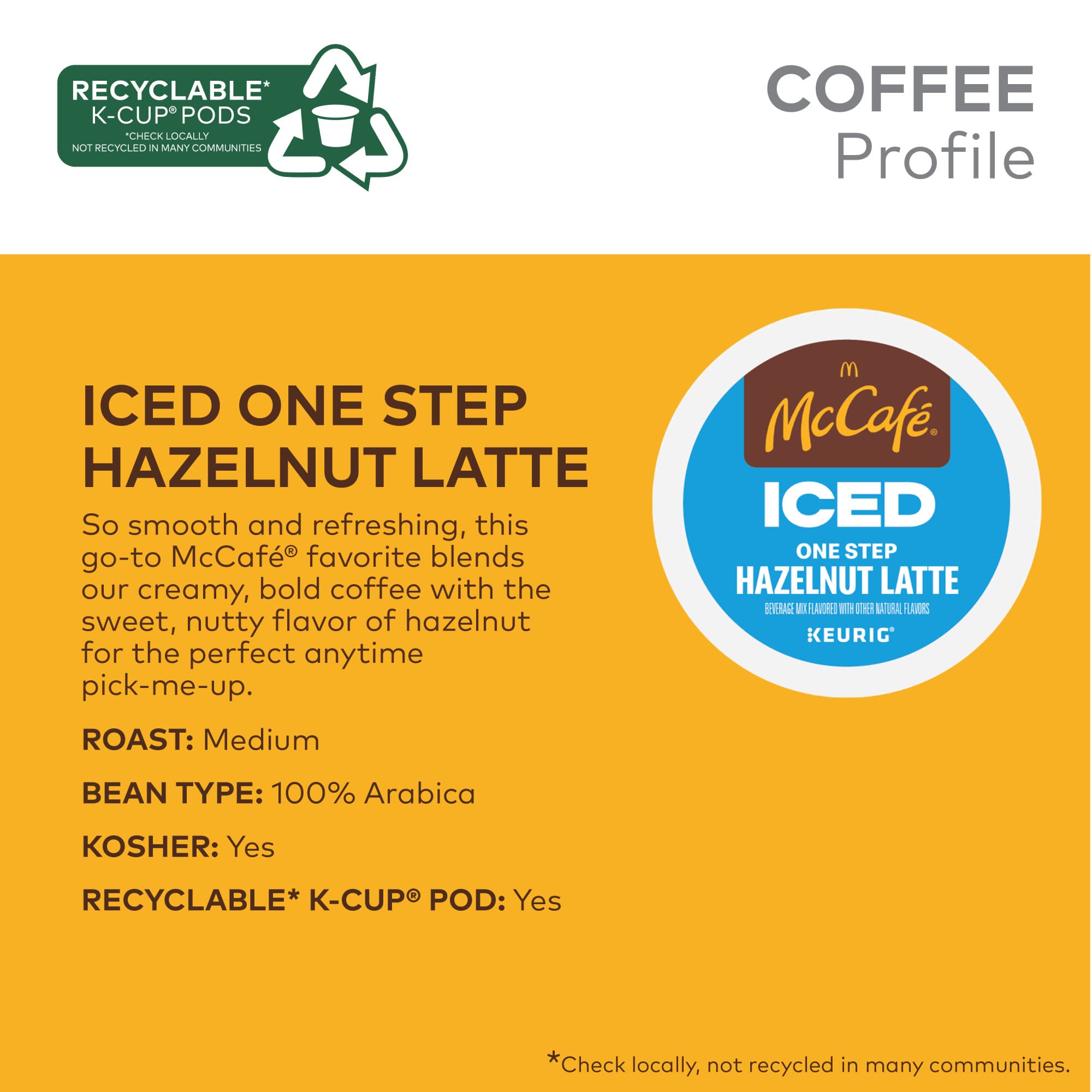 Amazon.com: McCafe ICED One Step Hazelnut Latte, Keurig Single