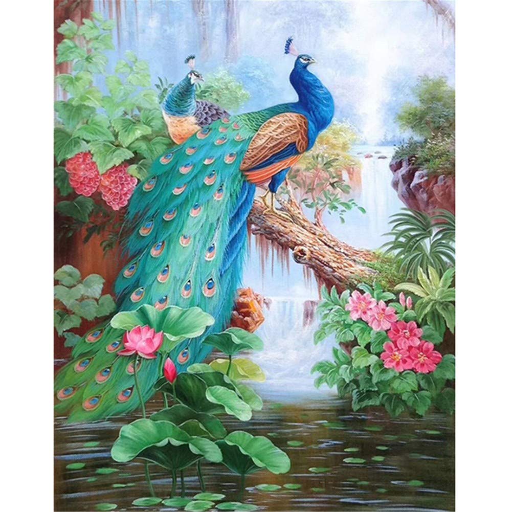 Kit broderie diamant paon 5D loisir créatif anti-stress grand format 70x90cm