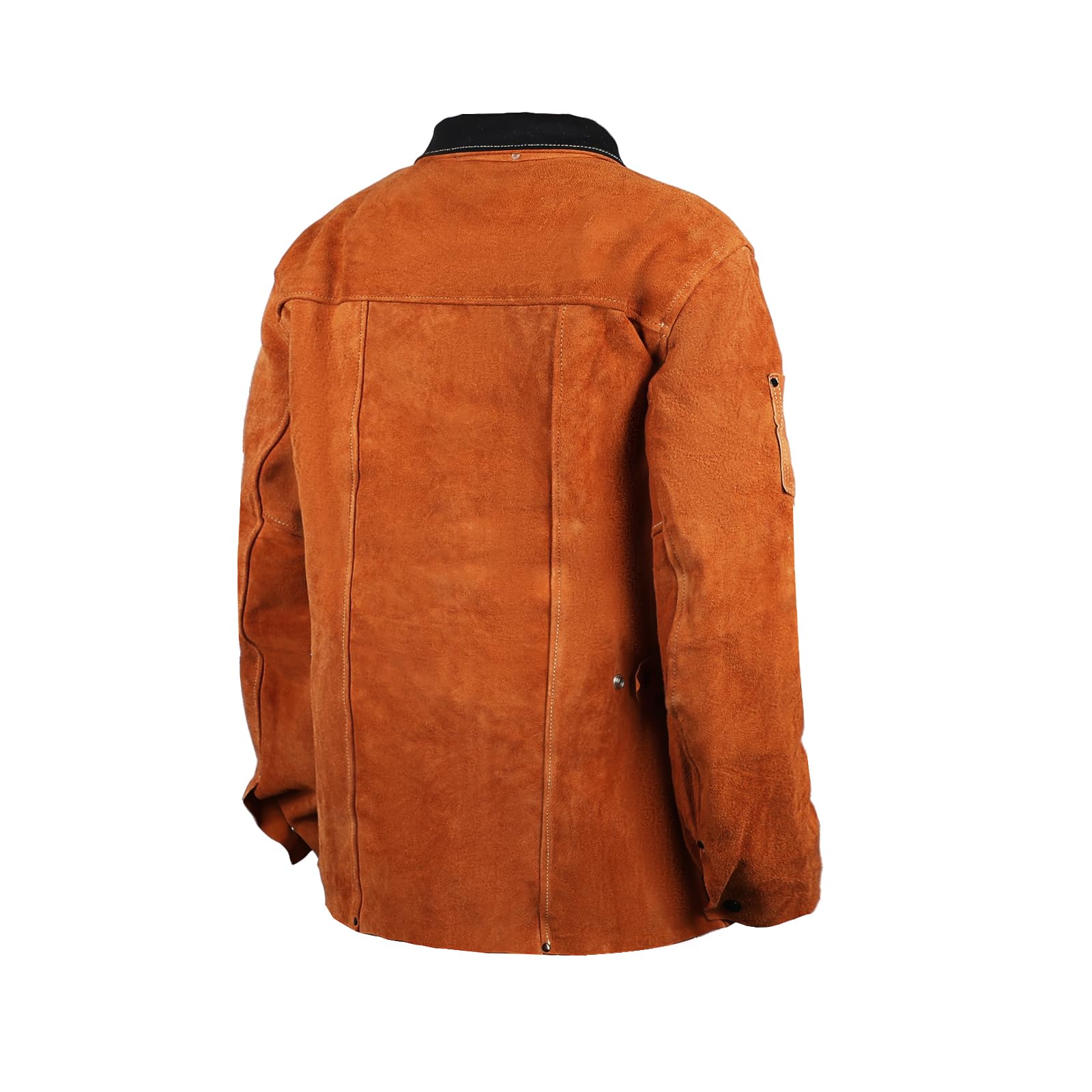 QeeLink Veste de Soudeur en Cuir Résistant à la Flamme, Vêtement Soudure Ignifuge Durable pour Hommes et Femmes, Veste Soudeur pour Protéger Contre Les Projections de Soudure de TIG/MIG/Arc