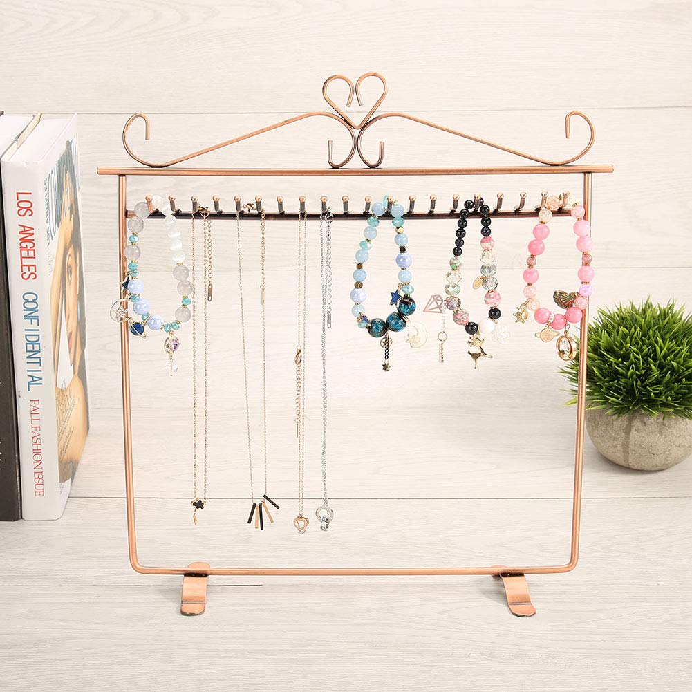 Acquista Espositore portaoggetti per gioielli con 5 ganci, porta collane con vassoio in legno, design antiscivolo, espositore per collane, bracciali, orecchini in Italia a partire da 9.77