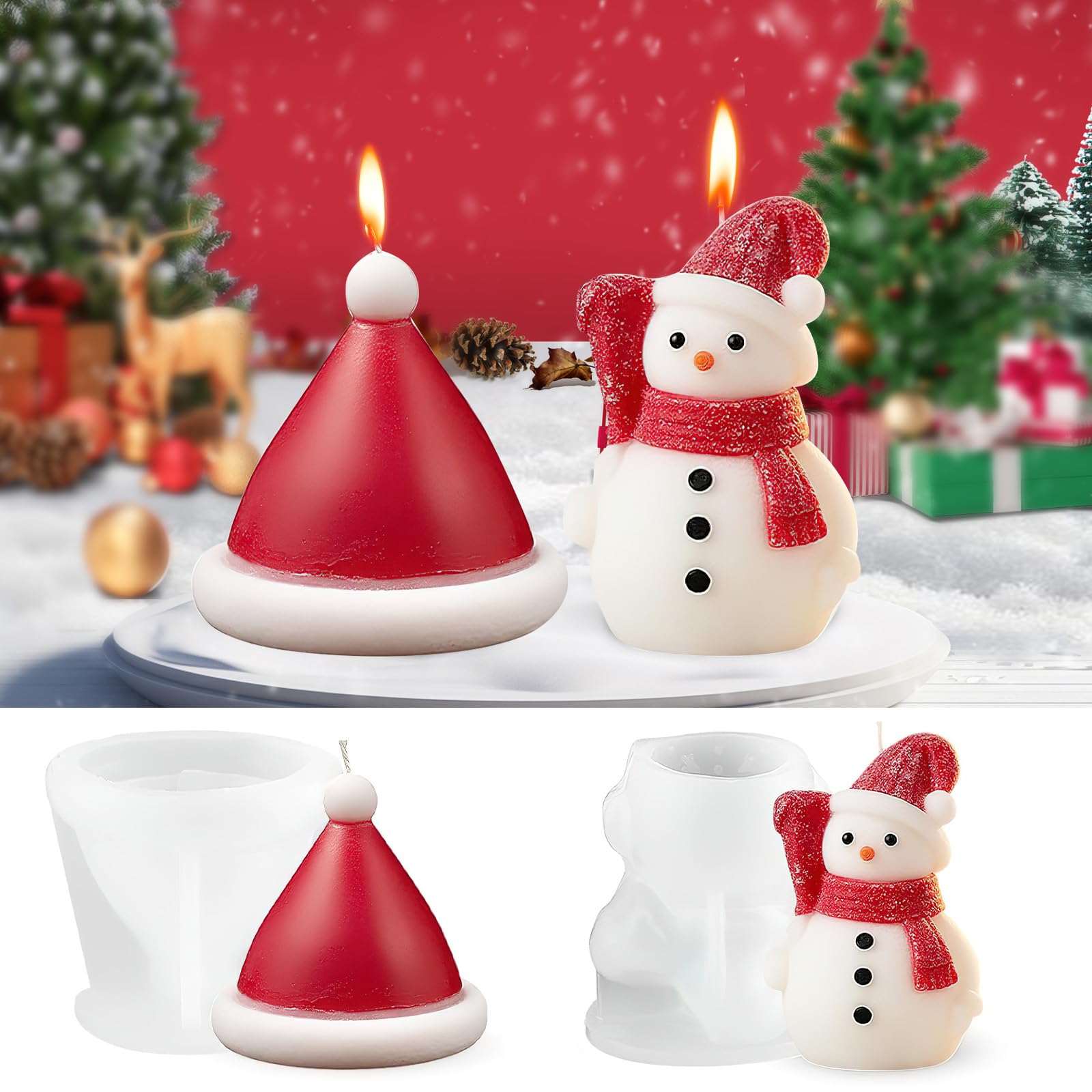 Photo 1 of 2pk Yzgllnamus Christmas molds for Candle Making