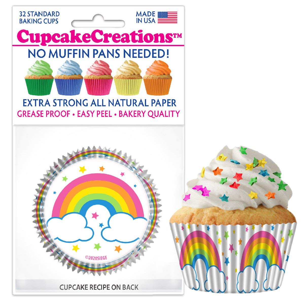 Cupcake Creations32 Count Cupcake Baking Papers, Rainbows
