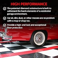 Vista 2 de RaceDeck - Chapa diamantada, resistente baldosa modular interconectable para piso de cochera, (baldosa individual), color blanco., RD12BRED