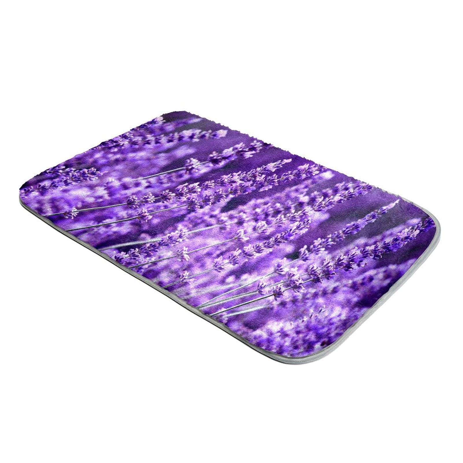 Tapis fausse fourrure violet lavande à motifs fleurs pour décoration de maison