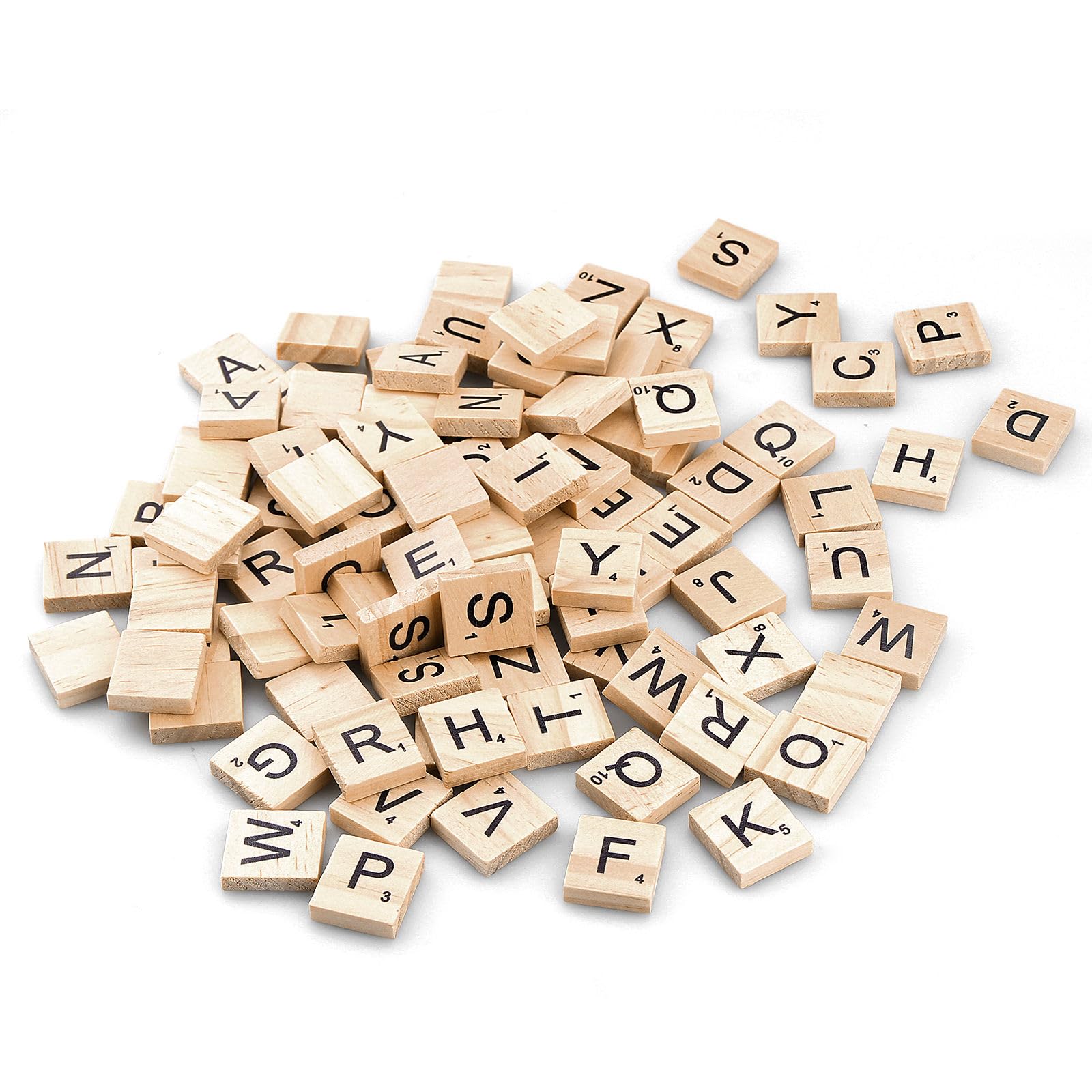 (100-2000) Wood Letter Tiles,Scrabble Letters for Crafts - DIY Wood Gift Decoration - Making Alphabet Coasters and Scrabble Crossword Game (200)