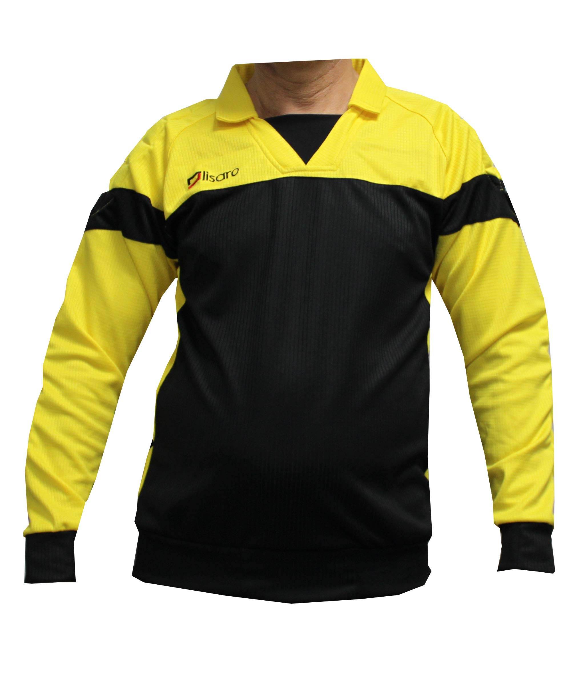 Lisaro Camiseta de portero para niños y adultos, camiseta de fútbol acolchada (amarillo-negro, XL)