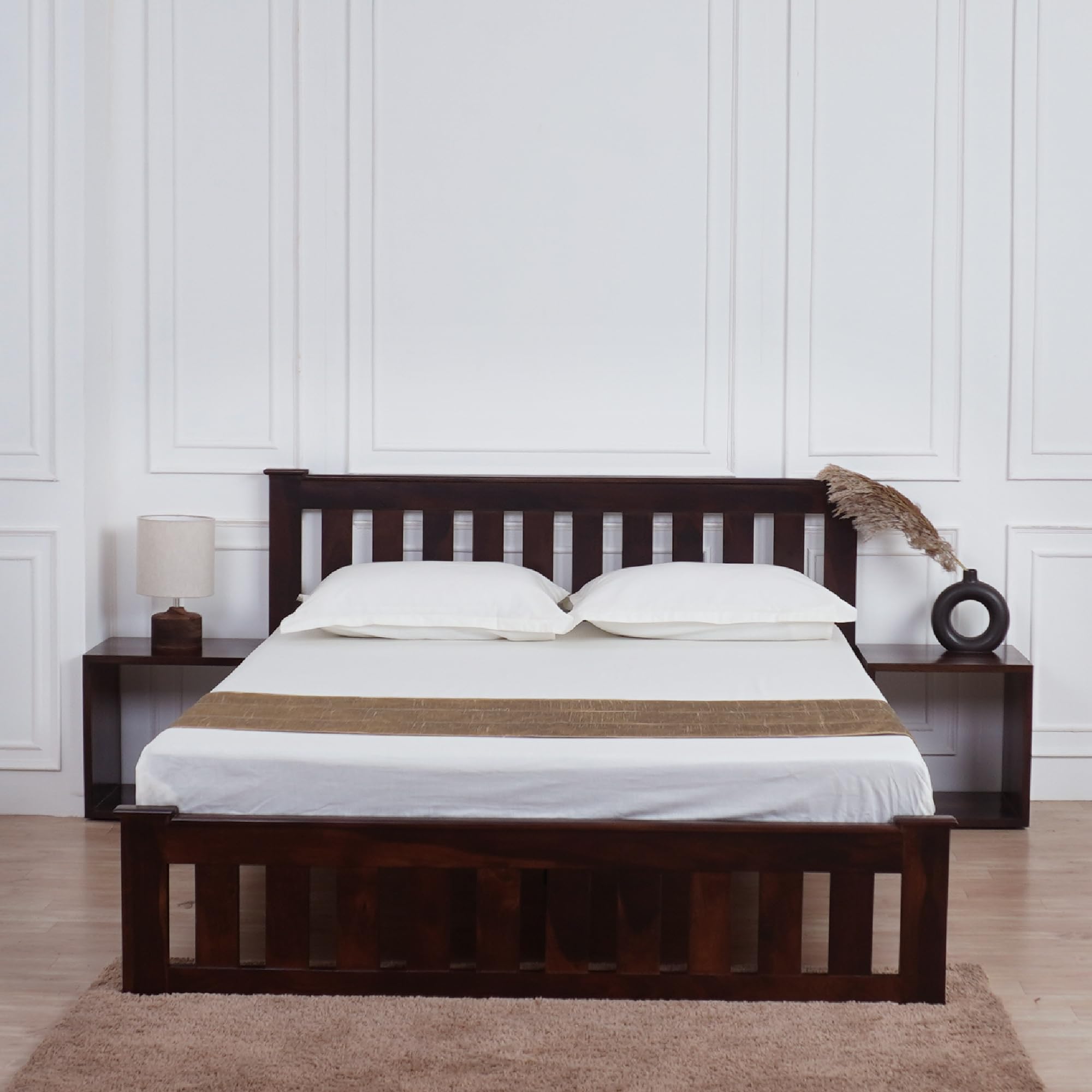 ANGEL FURNITURE Solid Sheesham Wood Non Storage Bed (Helix, Queen Size 60x78)-image-13