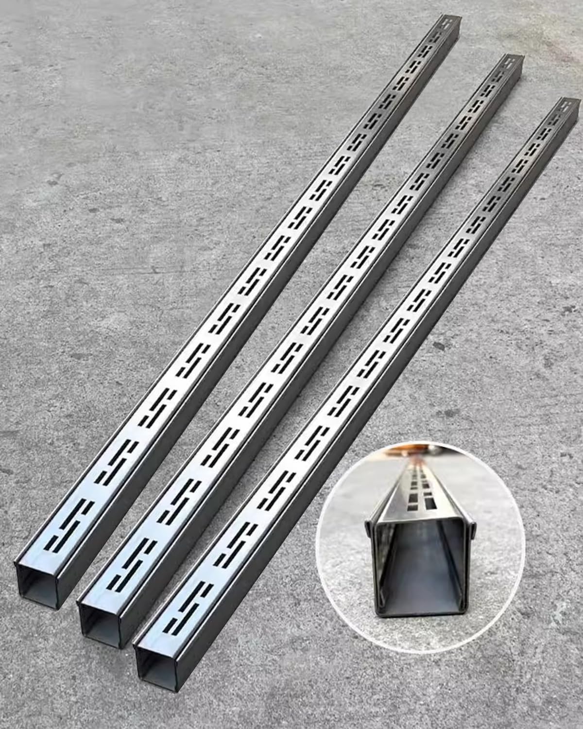 WQPMNYG Stainless Steel Grate Gutter - 3PCS Exterior Drainage Trench Strainer for Yard & Patio Linear Gutter System for Effective Water Management