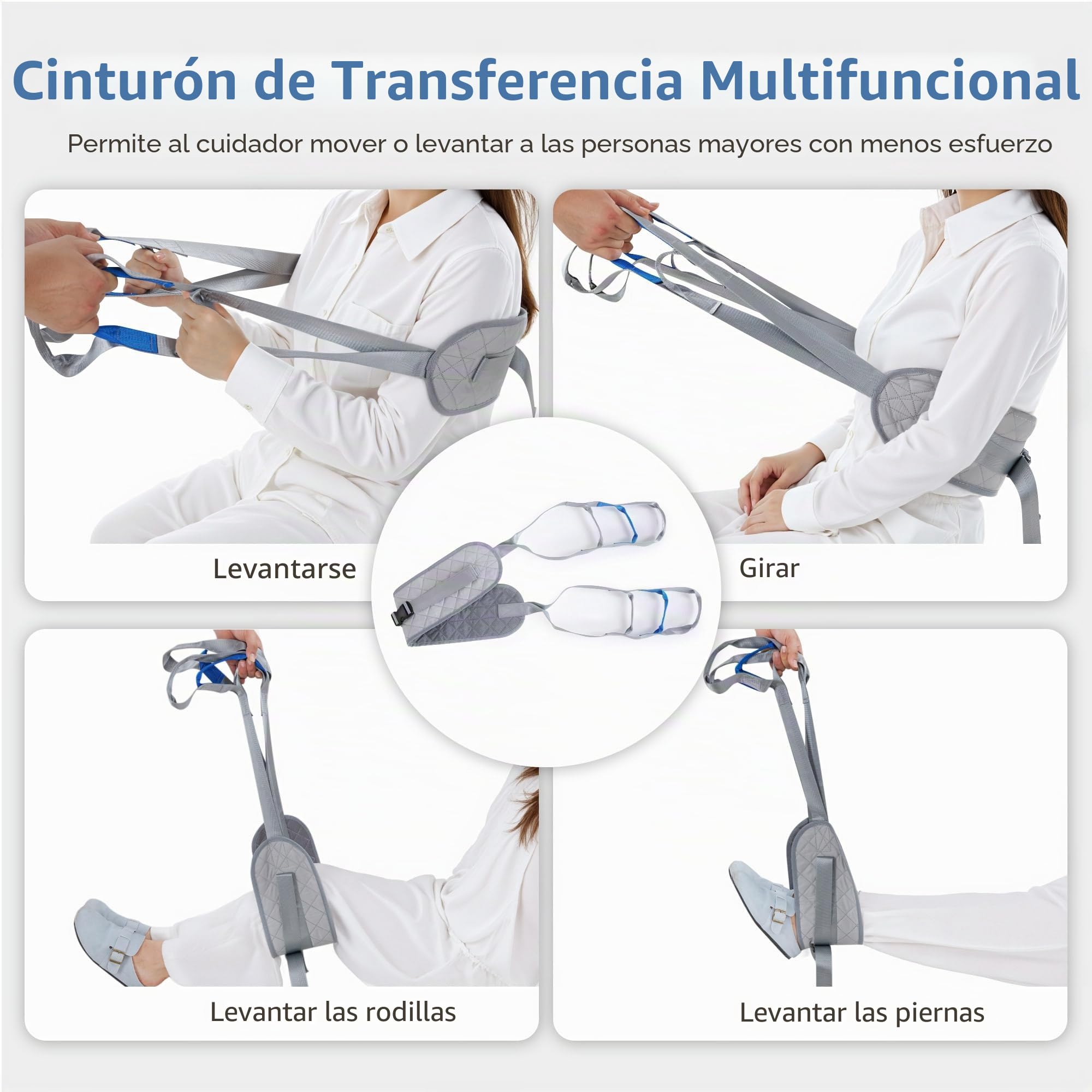 M MCombo Elevador de pacientes con correa de transferencia, ayuda para levantarse de la cama para personas mayores, cuidado y ayuda, 180 kg, silla de ruedas, STA447BK