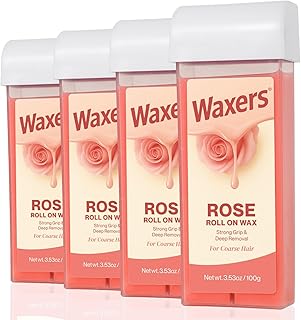 Roll on Wax Refill Rose Roller Waxing Refill at Home Soft Wax Cartridges Depilatory for Coarse & Fine Hair 4 Pack