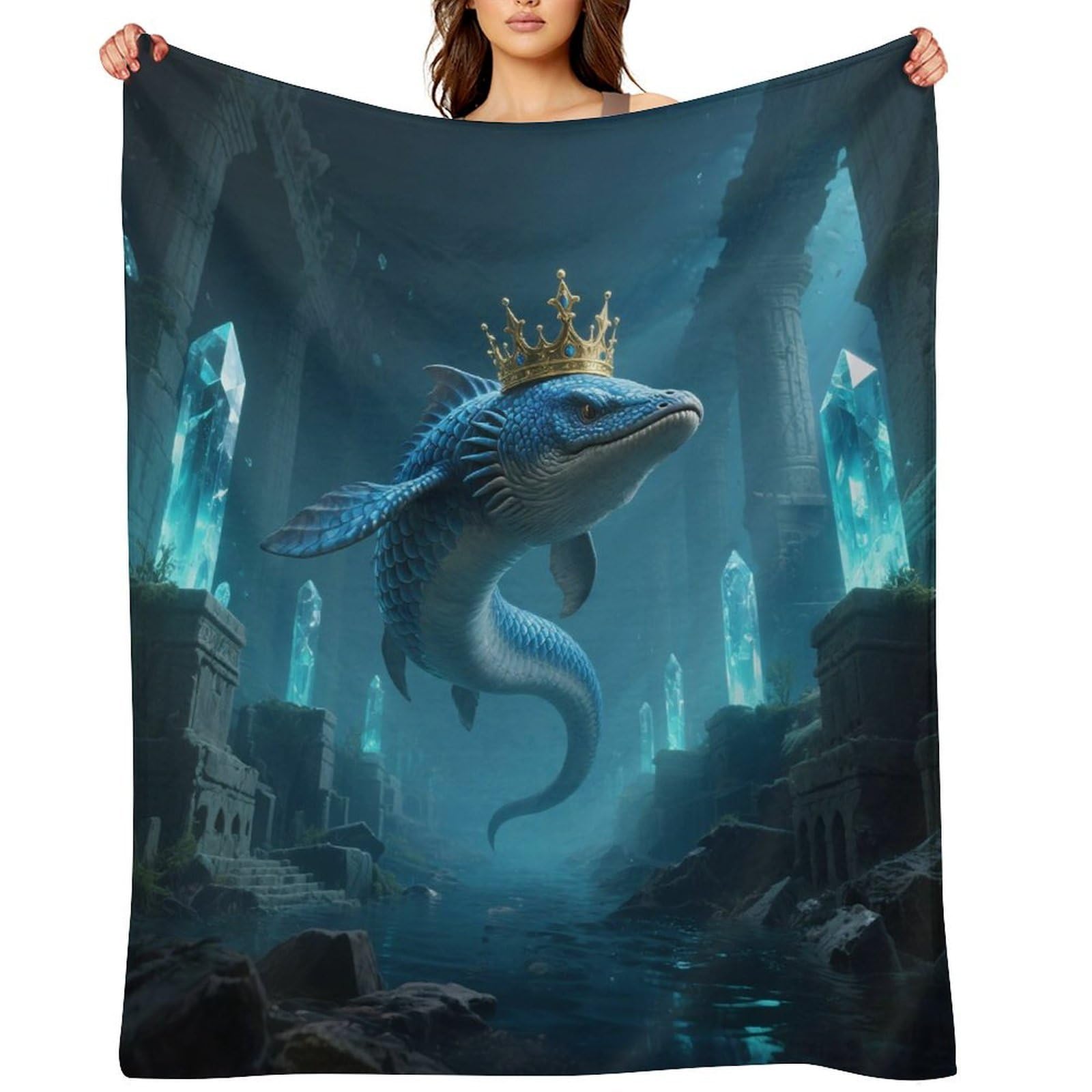 Ichthyosaur Blankets Exquisite Luxury Flannel Throw Blanket Anti-Fading Thick Blanket for Sofa&Bed Blankets Ultra-Soft Bath Towels for Adult 60"x80"