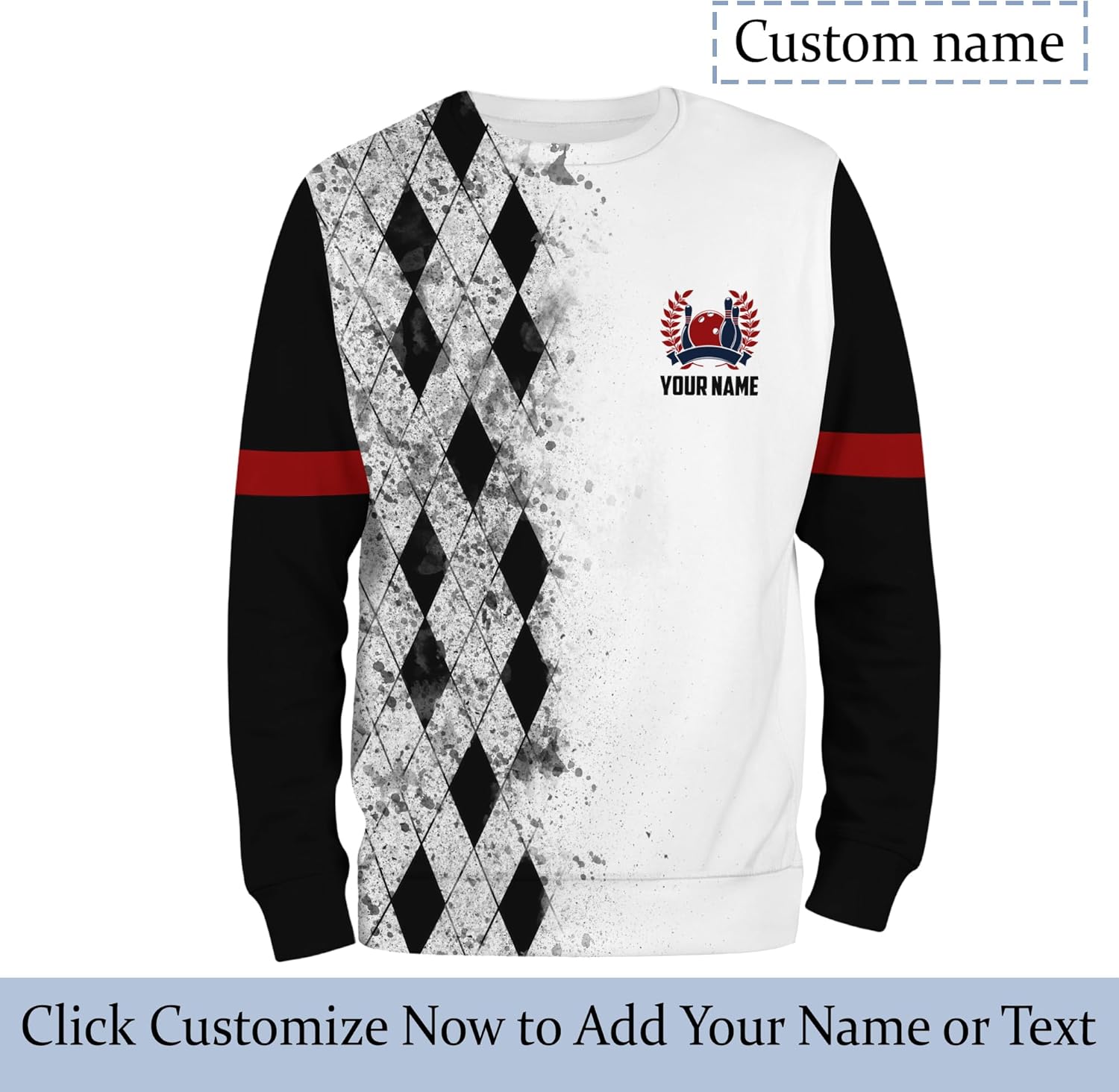 Men's Bowling Sweatshirt Personalized Bowling Pin Sweat Shirt For Bowling Player Print Split Happens Clothing