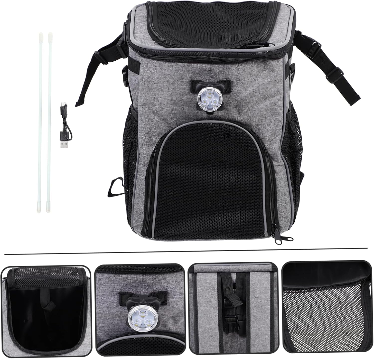 Multi-Functional Pet Bike Carrier Bag Removable Front Handle Container for Dogs and Cats Comfortable Outdoor Travel Design Grey