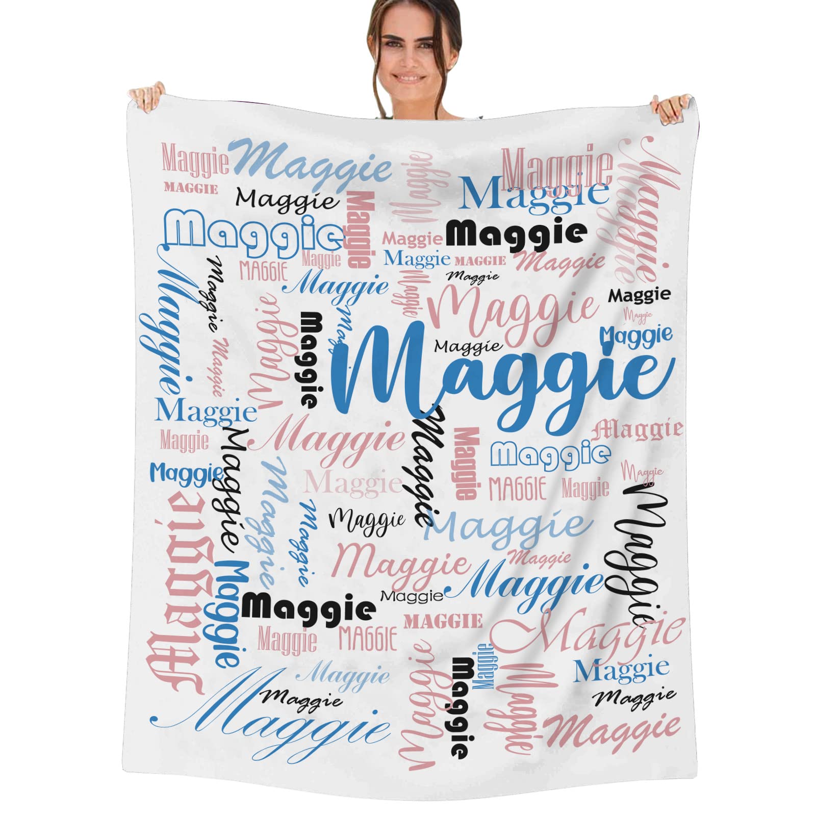 papasgix Personalised Baby Blanket with Name, Customised Baby Name Blanket, Soft Flannel Throw Sofa Blanket Personalised Gifts for Boys Girls — image 1