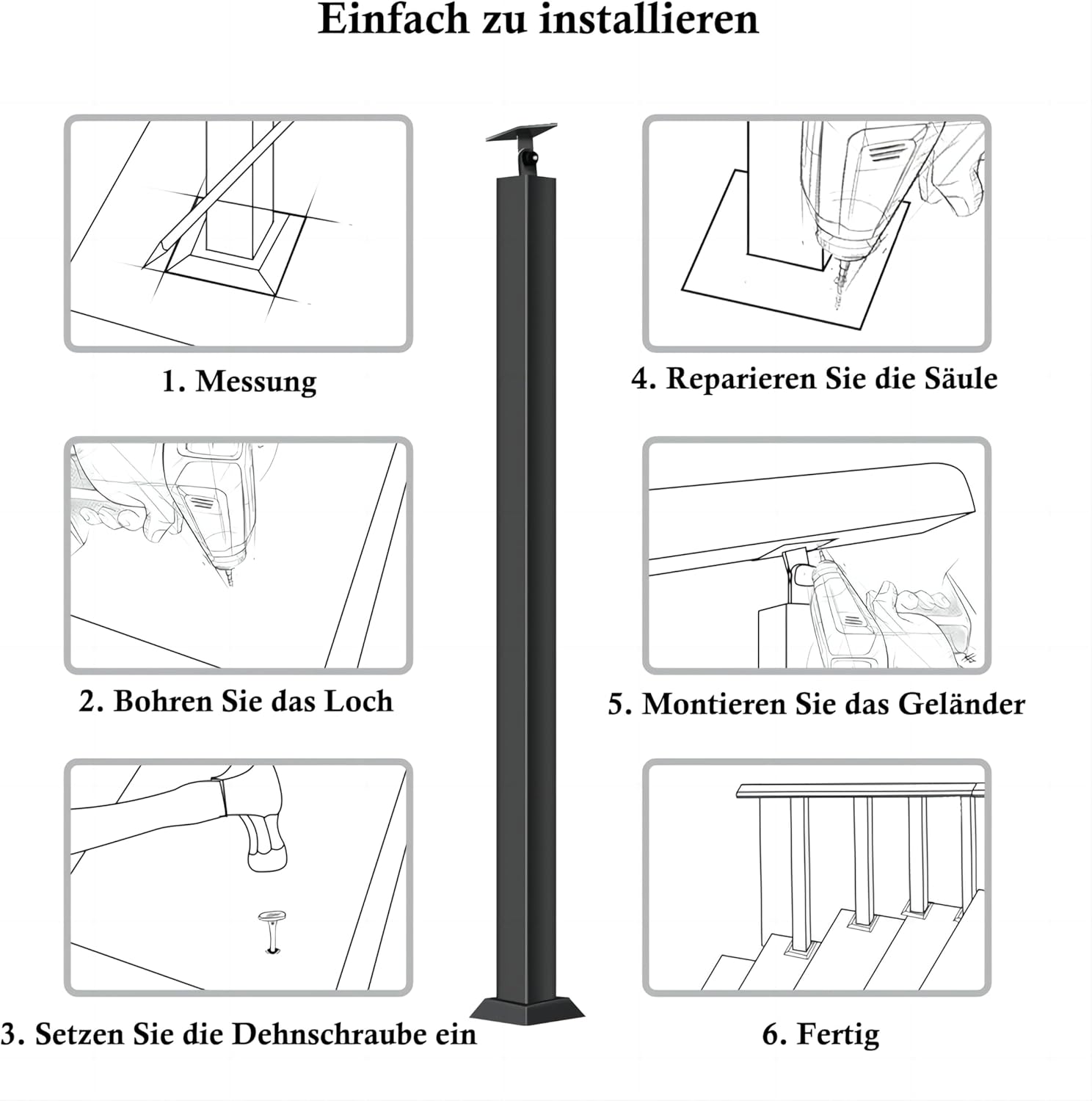 Proces inštalácie stĺpikov zábradlia a konečný výsledok