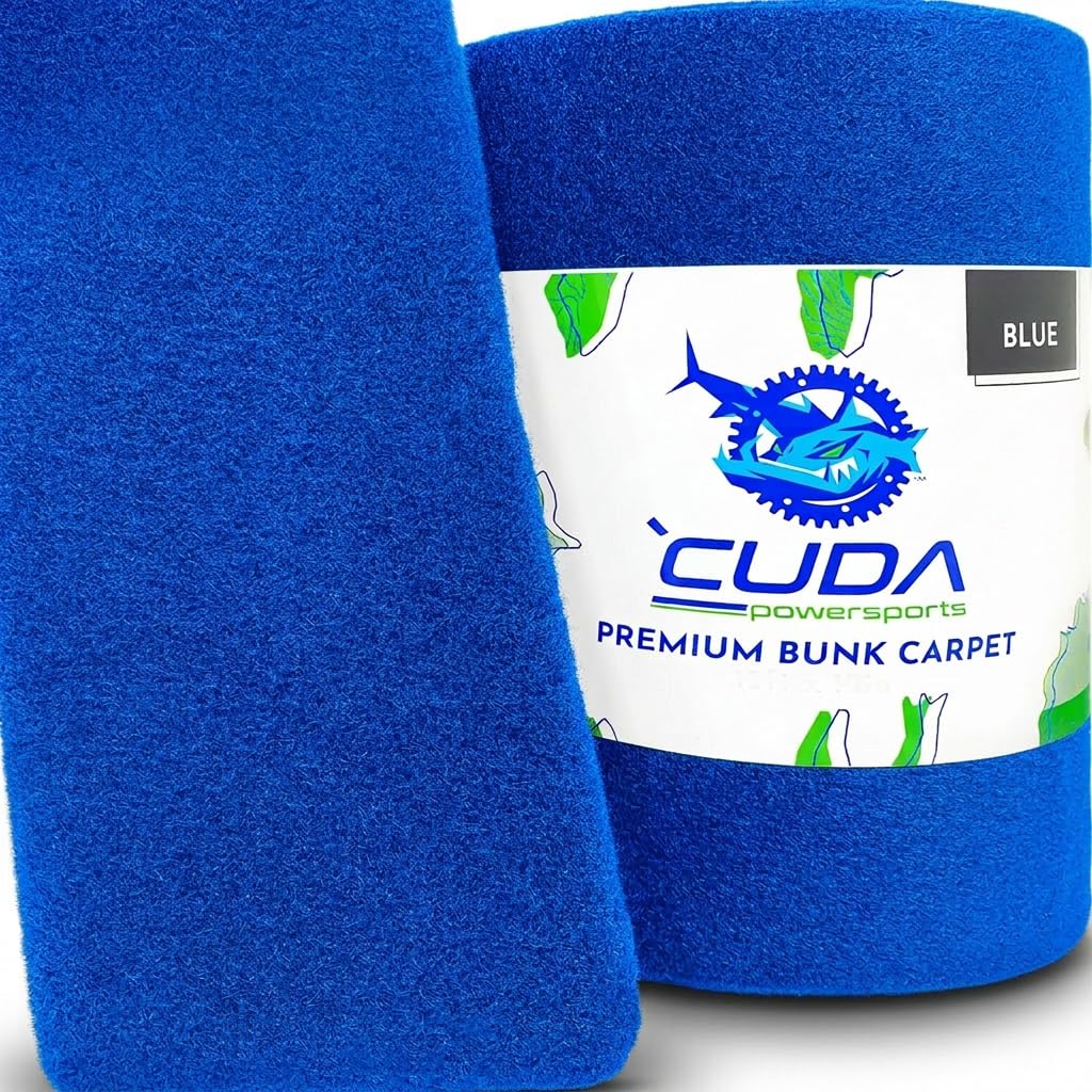 Cuda Powersports Boat Trailer Bunk Carpet - 18in Wide x 25Ft Blue Marine Carpeting for Boats, Boat Trailer Bunks, Boat Bunk Carpet Bunk (Blue (NO
