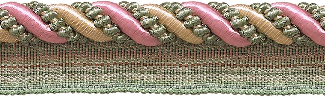 9 Yard Value Pack Large Dusty Rose, Pastel Green, Light Gold 7/16 inch Imperial II Lip Cord Style# 0716I2 Color: Rose Garden - 3549 (27 Ft / 8.2 Meters)