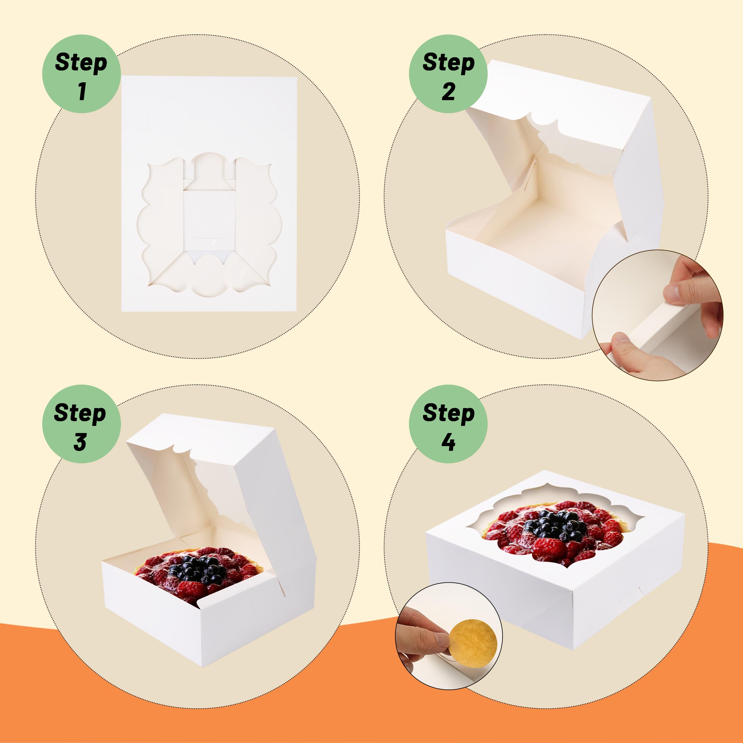 Paquete de 20 cajas para tartas de 9 x 9 x 3 pulgadas con ventana y