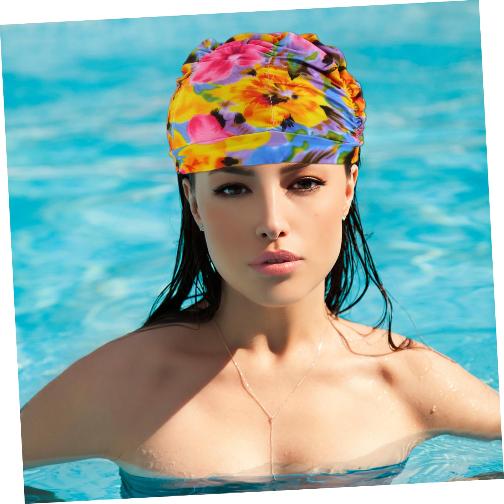 6 Piezas Gorros de Natación Plisados Impermeables para Mujer y Hombre Estampados Aleatorios Elásticos y para Protección y Comodidad Piscina y Baño