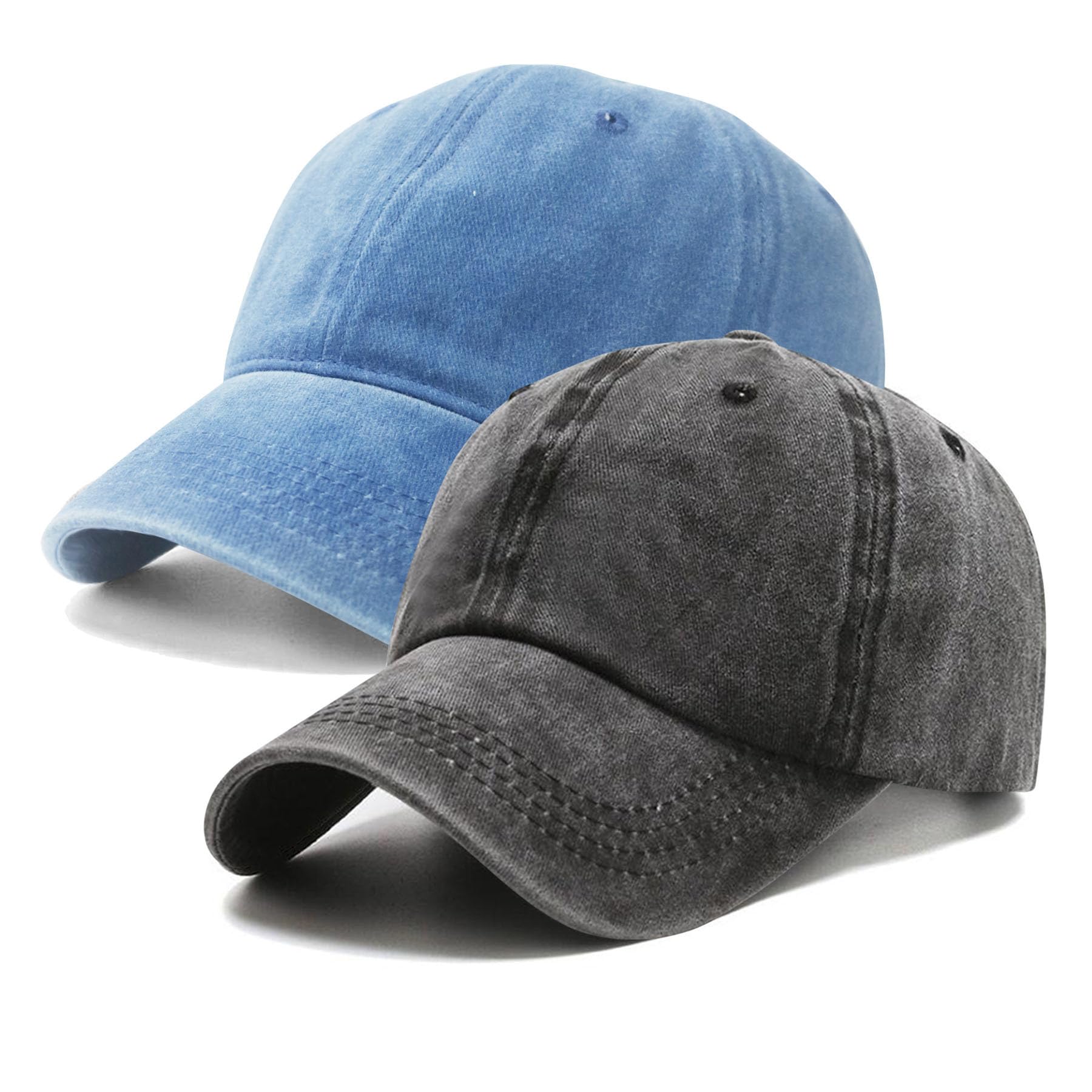 PFFY 2 Packs Vintage Washed Distressed Baseball Cap Dad Hat for Men Women | Adjustable Snapback, Breathable Golf Dad Caps, Cotton Hats, Classic Low Profile, Wear Comfortable, Ideal for Travel Running