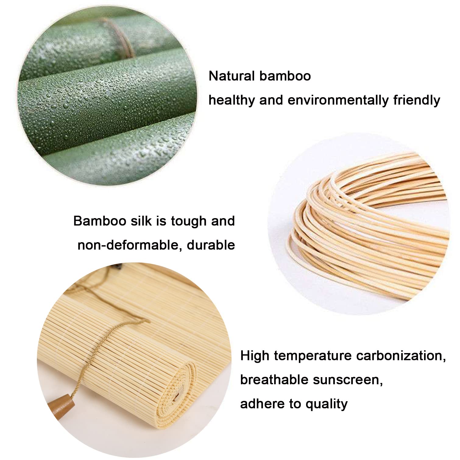 Bambusowa zwijana roleta przeciwsłoneczna, zaciemniające rolety rzymskie, filtr światła, ochrona przed promieniowaniem UV, drewniane rolety, niestandardowe rolety zaciemniające do pokoju, bambusowe żaluzje do okien, drzwi (szer. 180 x wys. 150 cm)