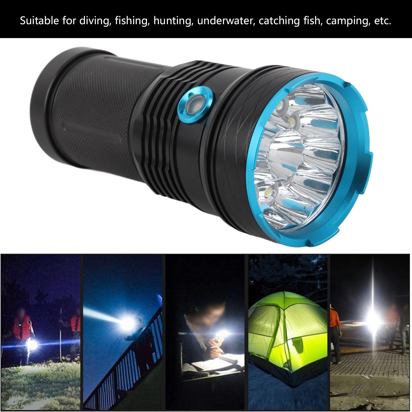 Latarka LED Super jasna, dalekiego zasięgu zewnętrzna wodoodporna latarka 3 tryby oświetlenia 8000 lm